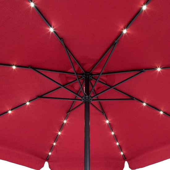 Kingsleeve Parasol - LED-verlichting 330 cm Solar - Rood