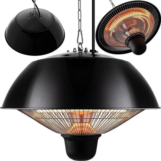 Perel Terrasverwarmer - 1500 W - halogeen plafondmontage - trekschakelaar - warmteniveau - zwart