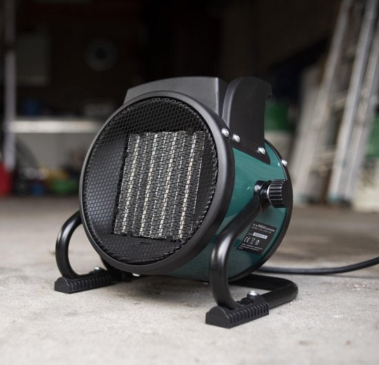 VONROC Elektrische kachel - Straalkachel - ventilatorkachel - keramisch - 3 standen: 1000W/2000W/ventilator - voor ruimten tot 20m2 - groen