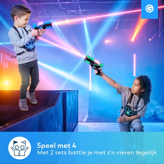 Silvergear Lasergame Set voor Kinderen met 2 Laserguns en 2 Vesten - Interactief Speelgoed Pistool 15m Bereik - Schietspel - Laser Tag Battle Buitenspeelgoed - Cadeau voor Jongens en Meisjes - 6, 7, 8, 9, 10, 11, 12, 13, 14, 15, 16 Jaar - Groen Blauw