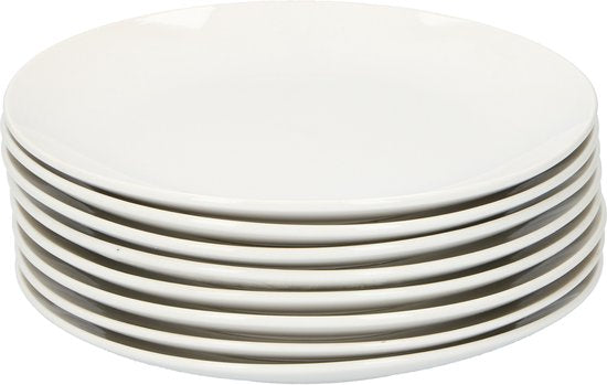 alpina serviesset 8 Persoons - Aardewerk Servies 40-Delig - Bordenset met Ontbijtborden, Dinerborden, Kommen, Kopjes en Schotels - Servies Set Vaatwasser- en Magnetronbestendig - Wit