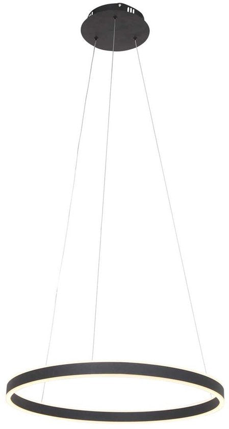 Hanglamp Ringlux 3502ZW Zwart 60cm Design Metaal Steinhauer - Hoogte instelbaar, ideaal voor binnengebruik