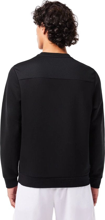 Lacoste – Sweatshirt met Mesh-Panelen – Maat L – Ronde Hals & Sportief Design – Voor Heren – Zwart Katoen & Polyester