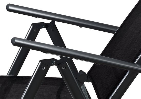 Casaria Aluminium Tuinstoelen - 3 stuks - Inklapbaar - Antraciet - Zwart