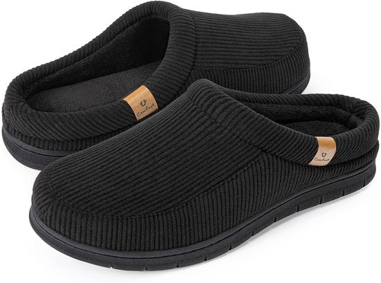 Pantoffels Heren - Sloffen - Maat 44/45 - Zwart - Corduroy - Anti-slip - Comfeet