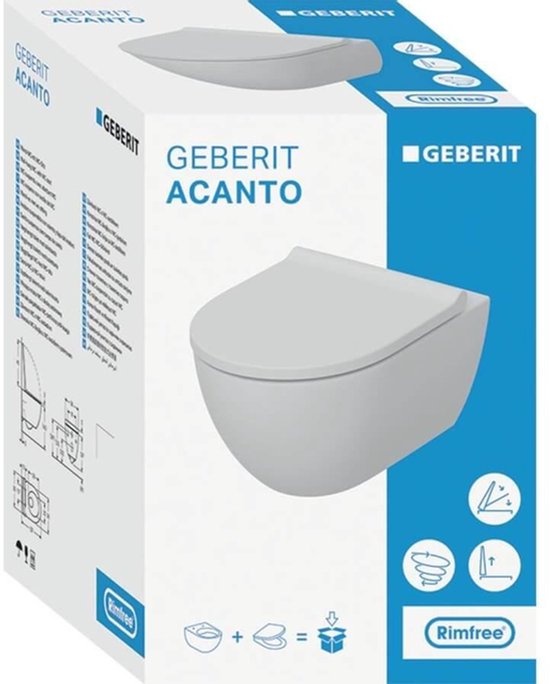 Geberit Acanto Wandclosetpack - diepspoel- turboflush 36x53cm - closetzitting - softclose - quick release - wit