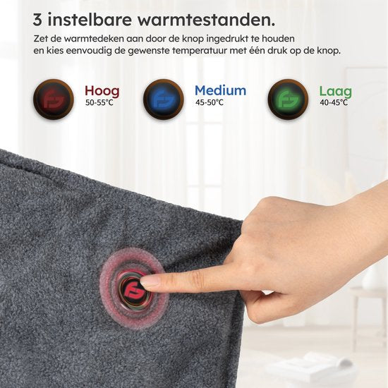 Warmtedeken - Infrarood - Draadloos - Stoelverwarmer - Warmtedeken Stoel - Warmte Deken - 3 standen - 40x110 cm - Original Grey - Saaf Comfort