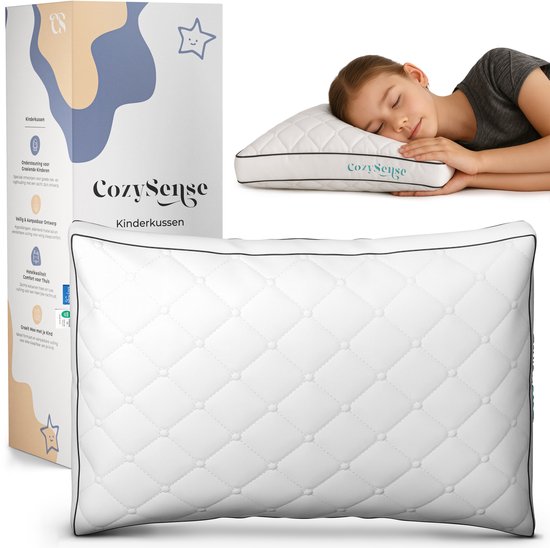 CozySense® Kinderkussen - Hoofdkussen Kind - Peuterkussen - Ergonomisch & Verstelbaar - 100% Katoen - Hypoallergeen - OEKO-TEX® - 40x55cm - 2-12 Jaar