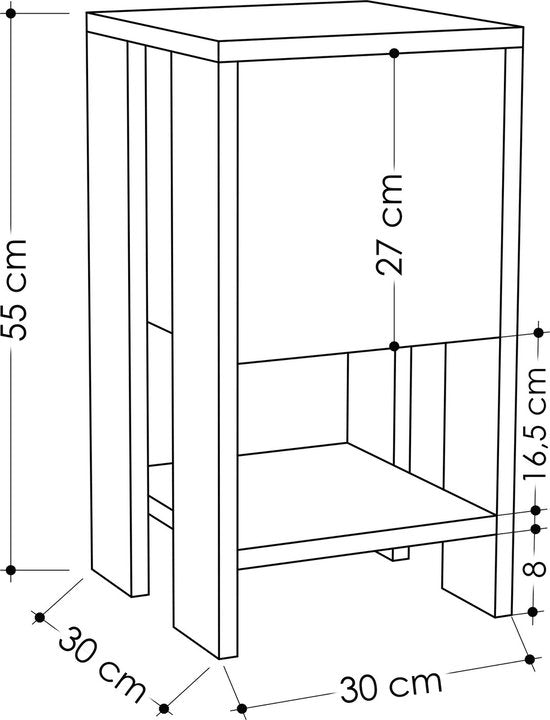 Nachtkastje - Stijlvol Antraciet - 30x55x30cm - Duurzaam Melamine