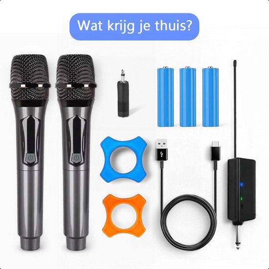 Tech Essentials Draadloze Microfoon - 2 Stuks - USB-C Oplaadbaar - Extra bereik - Karaoke - ASMR - Studio - Geschikt Voor Partybox - 3.5-6.3mm Jack