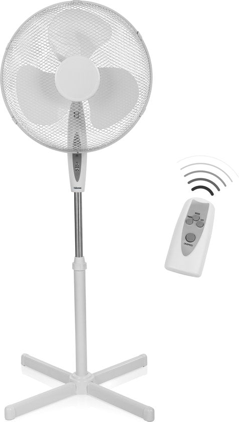 Statiefventilator 40 cm – Met Afstandsbediening & Timer – 3 Snelheden – In Hoogte Verstelbaar – Tristar VE-5898 – Wit