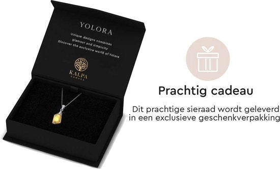 Yolora Dames Ketting met Druppel Hanger en Kalpa Camaka Kristal - Zilver kleurig - 18K Witgoud Verguld - Cadeauverpakking