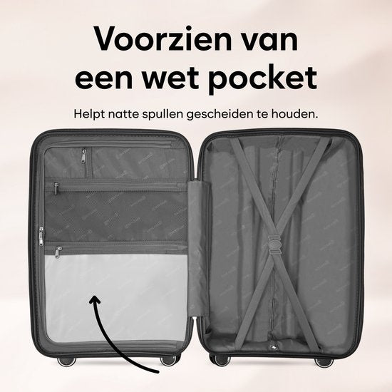 SKYCASES Travel One Handbagage Koffer – 40L – Cijferslot – 35x21x54 cm – Lichtgewicht & Duurzame Trolley – Inclusief Pouch – Zwart