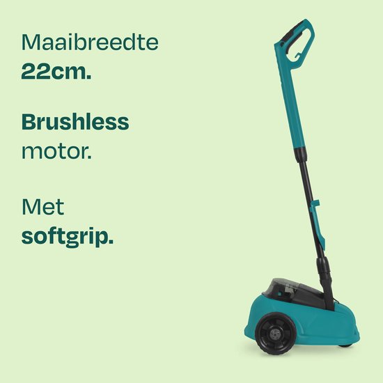 VONROC Mini Elektrische Grasmaaier 20V – 22 cm – Maaien en mulchen in één - Drie instelbare maaihoogtes: 30mm, 40mm, 50mm –- Incl. reinigingstool - Zonder accu en lader