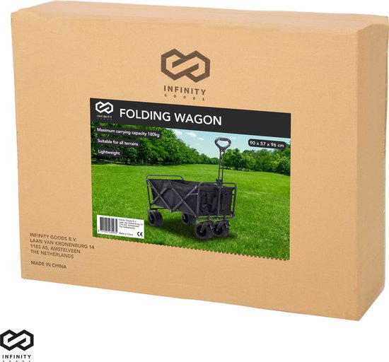 Infinity Goods Bolderkar XL - Opvouwbaar - 180KG Draagkracht - Draaibare Wielen - 95 x 57 x 96 CM - Verstelbaar - Zwart