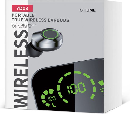 Otiume - Volledig Draadloze Oordopjes - HiFi Extra Bass geluid - Touch bediening - Draadloze Oortjes - Zweet- en regenbestendig - Sport oortjes - Bluetooth