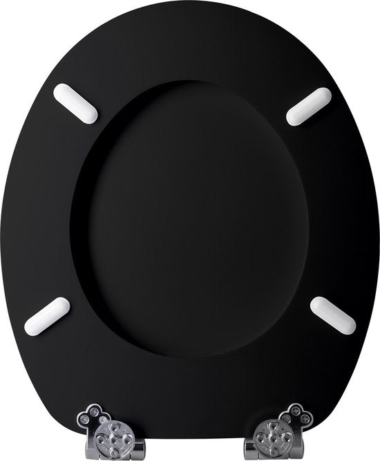 Casaria Wc-bril met Deksel Sluitingsmechanisme Toiletzitting MDF Zwart