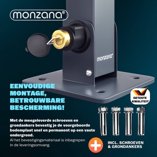 Monzana Parkeerbeugel - incl. Sleutel - Voetstuk