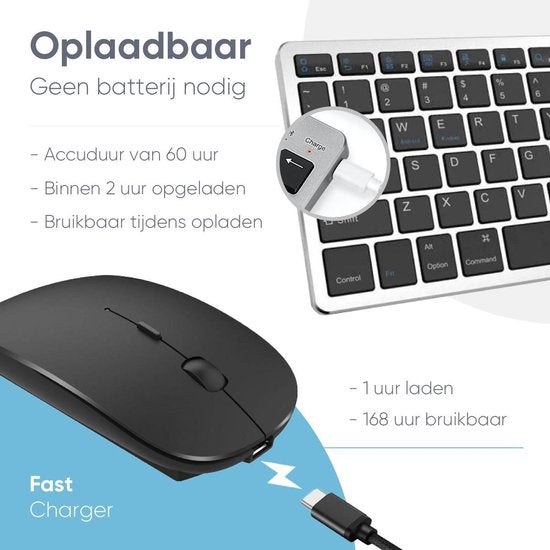 Trendfield Toetsenbord en Muis Draadloos - Bluetooth Keyboard - Stille Toetsen - Oplaadbaar - Qwerty - Space Grey