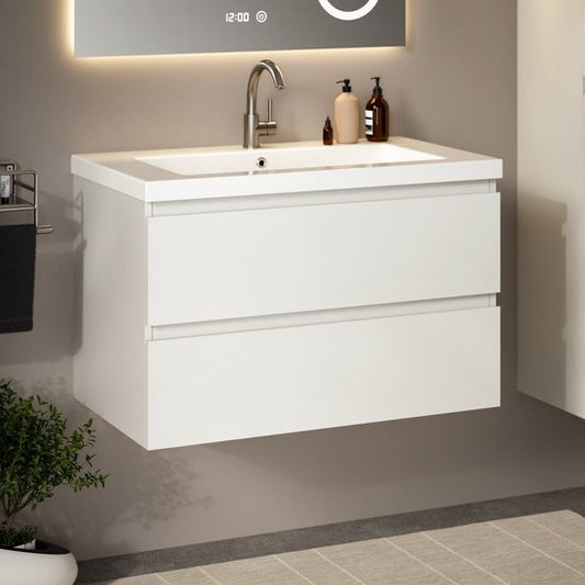 Mirlux Badkamermeubel Glanzend Wit 80 cm - Wastafel Wit - Badmeubel set - Wastafelmeubel Glanzend Wit