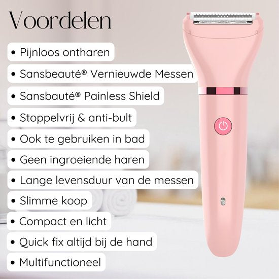 Ladyshave Gezicht - Oksels - Benen - Bikinilijn - Scheerapparaat Vrouw - Ontharingsapparaat Electrisch Ontharen - Gezichtsontharing Dames - Trimmer Vrouw - Ladyshaves Bikini - USB Oplaadbaar
