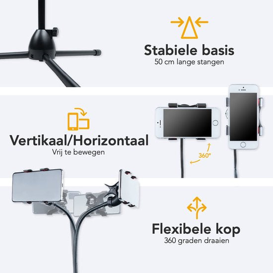 Studio Me telefoon houder - 75 cm - Zwart -