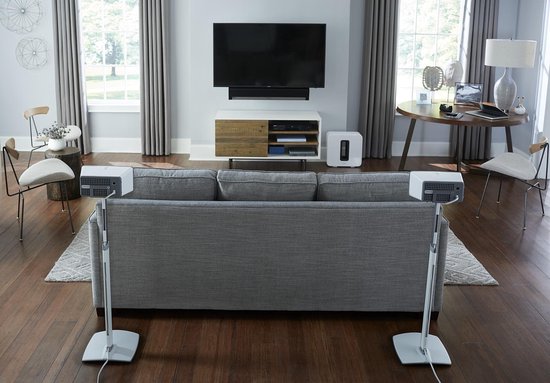Sanus Verstelbare Vloerstandaard voor Sonos ONE, ONE SL & Play:1&3 - Wit
