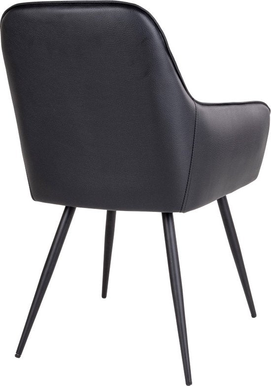 House Nordic Harbo Eetkamerstoel Vegan Leer Zwart - Set van 2