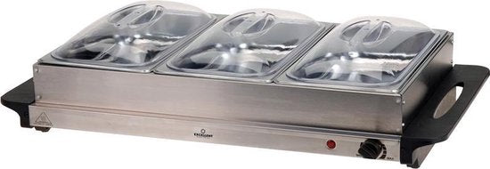 Excellent Electrics - Elektrische 2 in 1 RVS Buffetwarmer (300W) -3x2.5 liter