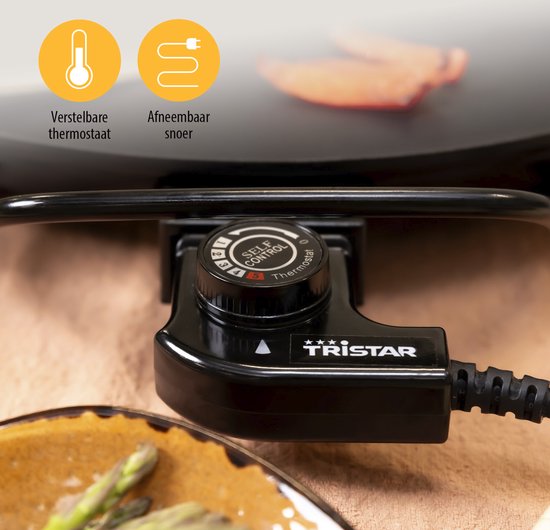 Tristar Bakplaat - BP-2787 - 2000W - Gourmet, Cirkle grill Ø40cm - 4 personen - PFAS-Vrij