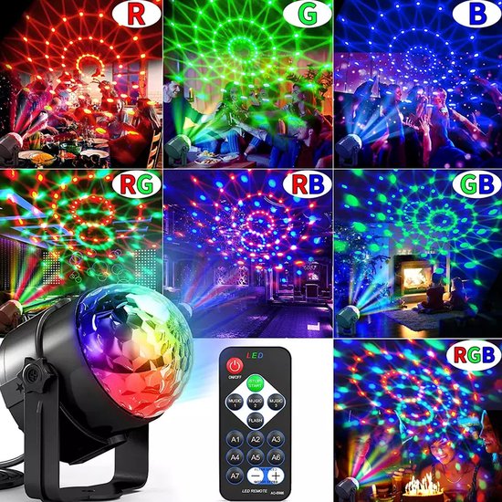 Denver Roterende Discolamp - LED - Discobal - Muziekgestuurd - Afstandsbedieding - Volwassenen / Kinderen - LDB318
