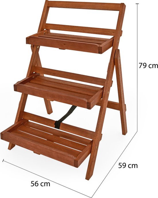 Casaria Plantenrek - FSC®-Gecertificeerd Acaciahout - 79x59x56cm Bruin