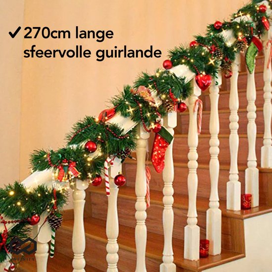 Infinity Goods Guirlande Met verlichting - Timer - Kerstversiering - 270CM - Kerstslinger - Kerstdecoratie - 35 LED - Groen