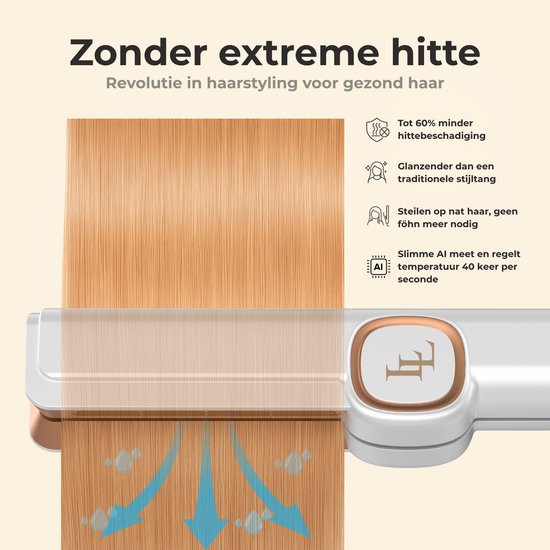 Largolash Hairstrait Stijltang Wet-to-Dry - 2 in 1 - Airstraight - Dupe - Haardroger & Stijltang - Coldshot - 80ºC t/m 140ºC