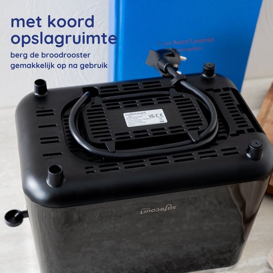 Safecourt Kitchen Broodrooster - Toaster - 6 Warmteniveaus - 2 Extra brede sleuven - 920W - Zwart