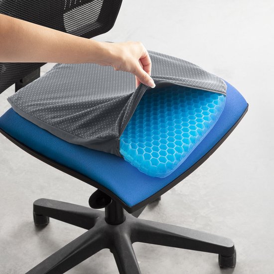 InnovaGoods Gel Zitkussen - Hexafresh - Ergonomisch - Honingraat - Blauw