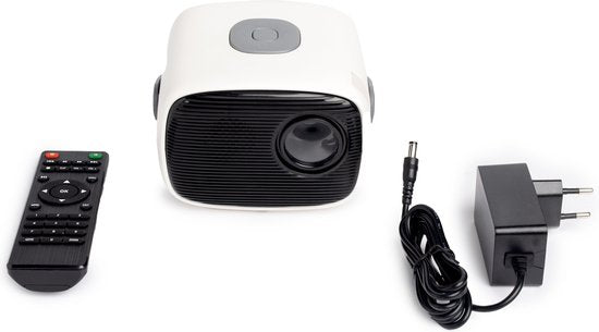 QLT TV Projector – Mini Beamer met LED Lichtbron – Resolutie 800 x 480 Pixels – 16:9 – Projectieafstand 1 tot 4 Meter – Met Afstandsbediening - Wit
