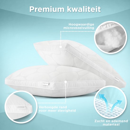 CozySense® Hoofdkussen - Set van 2 - 50x70 CM - Verkoelend Slaapkussen - Aanpasbaar Kussen met Extra Vulling - Pillow voor Zij-, Buik- en Rugslapers
