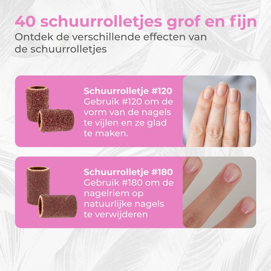 Nuvance Elektrische Nagelvijl - 15000 RPM - Nagelfrees - 12 Bitjes - 40 Schuurrolletjes - Manicure & Pedicure Set