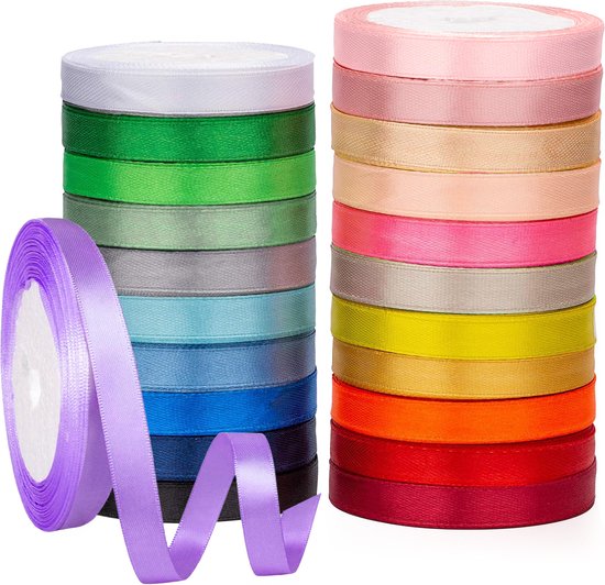Feestio Satijn Lint Set - 22 Kleuren Linten - Cadeaulint - Ribbon - Sierlint - Lintje
