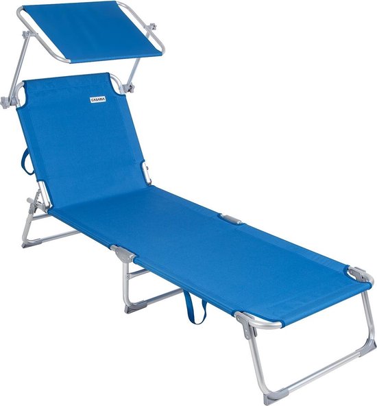 Casaria Ligstoel Ibiza – met Zonnedak - 190x59x29 cm – Blauw