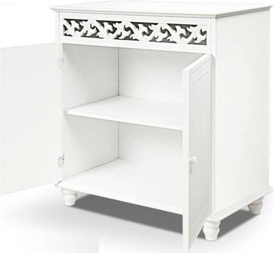 Dressoir Jersey – 2 Deuren 2 planken 76x65x35cm - Landhuisstijl Wit