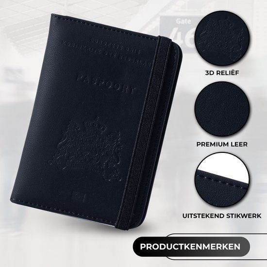 EverNeeds - Paspoorthouder - PU Leer - Zwart - 14x9.5x1 cm