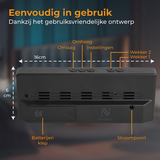 Nuvance Digitale Wekker - Digitale Klok - Wekkers voor Kinderen & Volwassenen - Reiswekker - Slaapkamer - Led Wekkers Digitaal - Zwart RGB