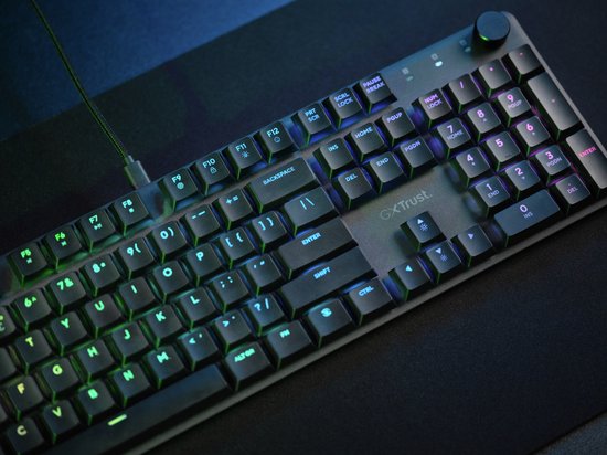 Trust GXT 866 Torix - Mechanisch gaming toetsenbord - Volledig RGB - Witte schakelaars - PC/PS5 - Qwerty VS - Zwart