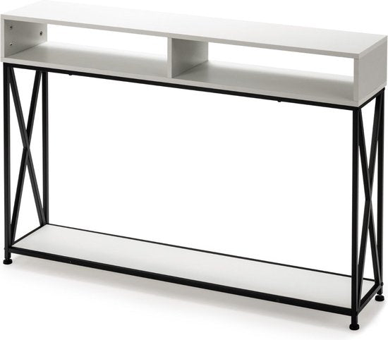 Coast Consoletafel – Open Plank & Stalen Frame – 120 x 23 x 79 cm – Wit
