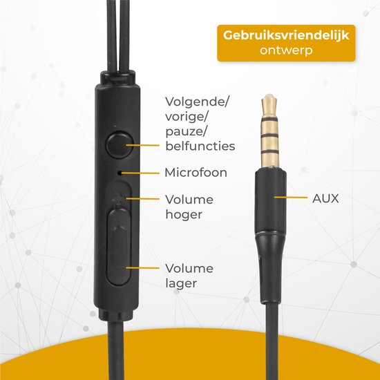 Nuvance - Oortjes met Draad - 3.5mm Jack Aansluiting - Oordopjes met Draad - In-Ear Oortjes met Draad en Microfoon - Zwart