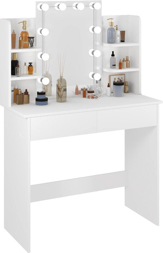 Rootz Kaptafel - Dressoir - Make-up Station - Schoonheidstafel - Cosmetische Stand - Glamour Tafel - Wit - 41,1x20,3x6,1 inches