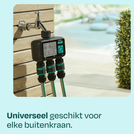 VONROC 3-weg watertimer – Besproeiingscomputer voor 3 zones – Instelbare bewateringstijd en -frequentie per zone