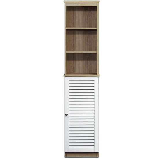 Hoge Kast - Wit Eiken - 6 Vakken - Deur met Magneetsluiting - Opbergkast 170cm